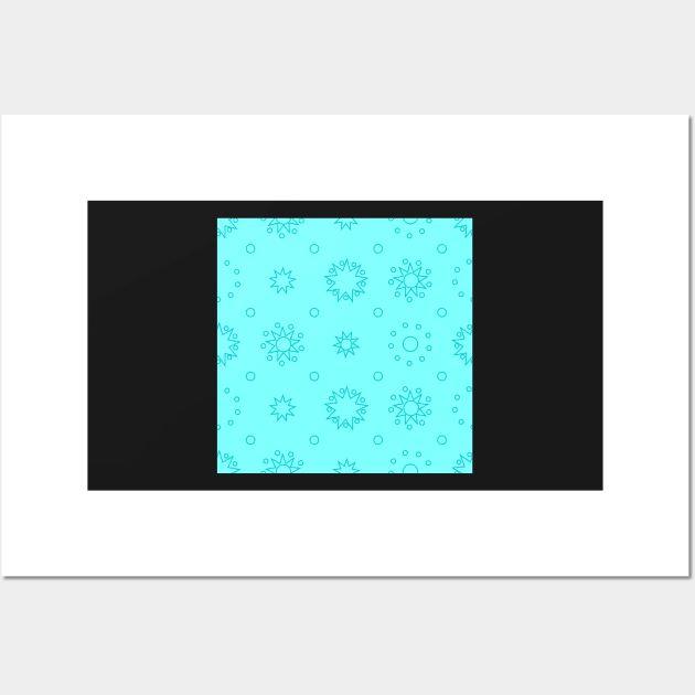 Suns and Dots Cyan Lines on Cyan Repeat 5748 Wall Art by ArtticArlo